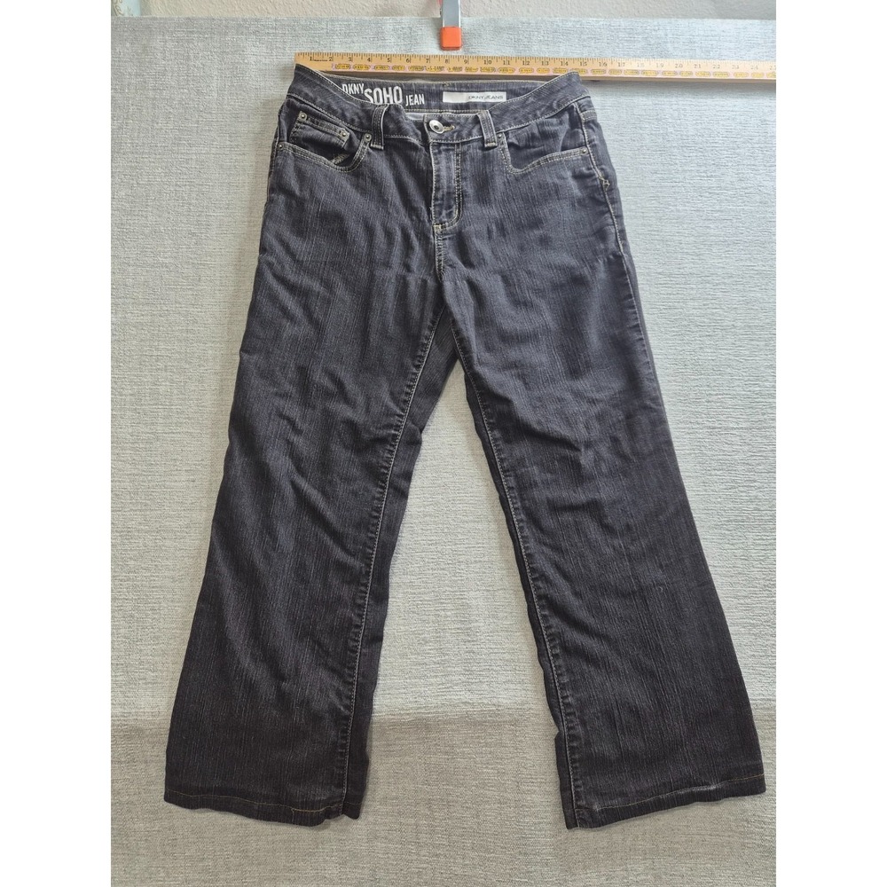 Dkny Soho Jeans Womens 10S/C Blue Cotton Denim Logo Medium Wash Straight Leg
